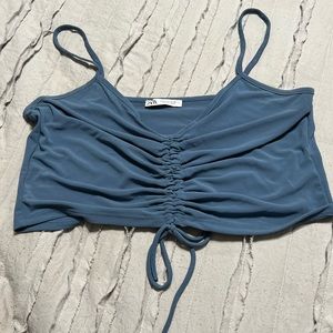 zara blue crop top